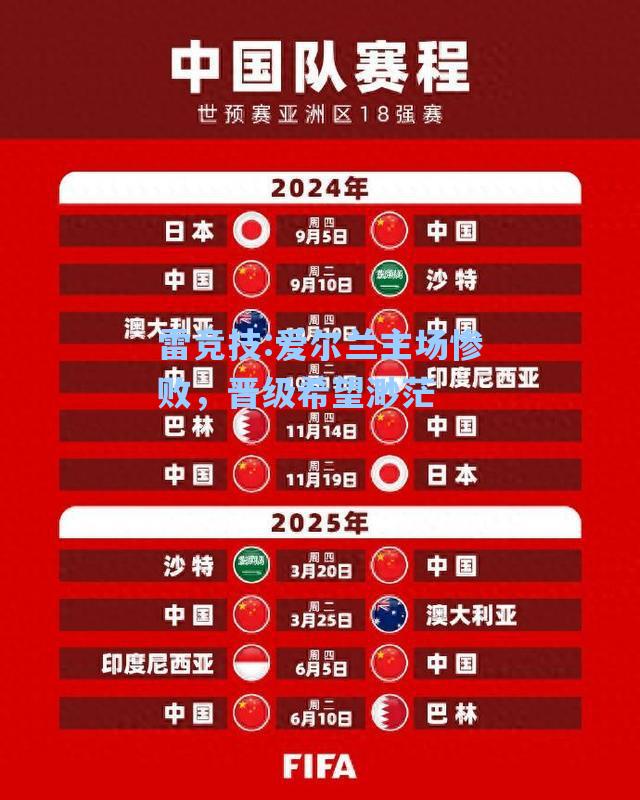 爱尔兰主场惨败，晋级希望渺茫