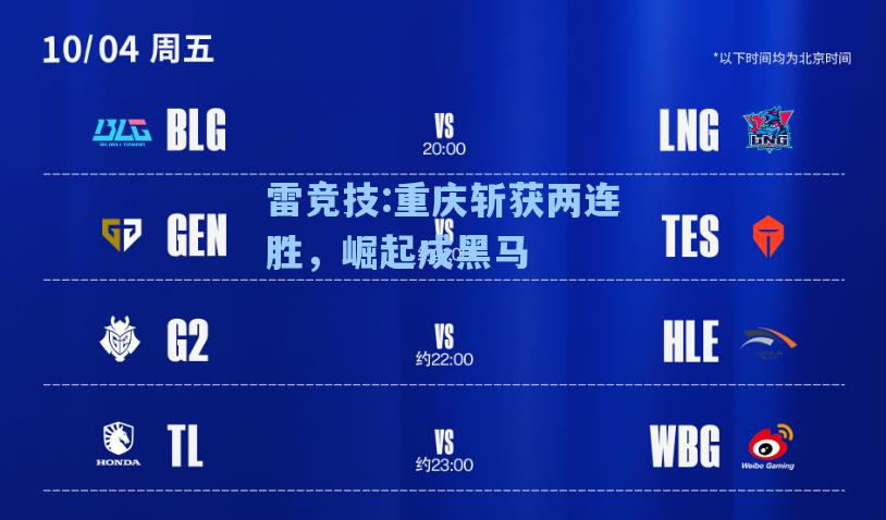 重庆斩获两连胜，崛起成黑马