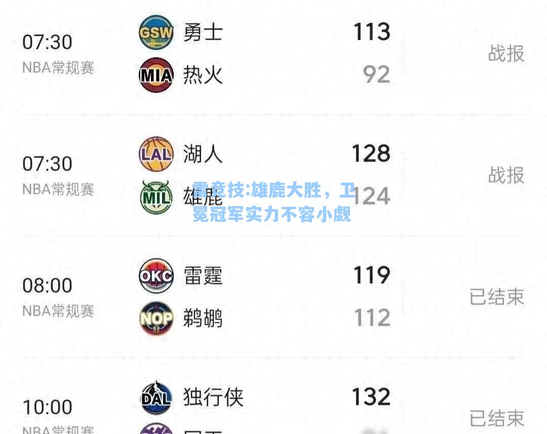 雄鹿大胜，卫冕冠军实力不容小觑