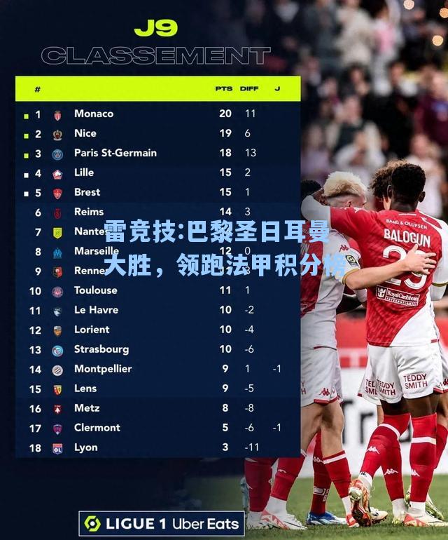 巴黎圣日耳曼大胜，领跑法甲积分榜