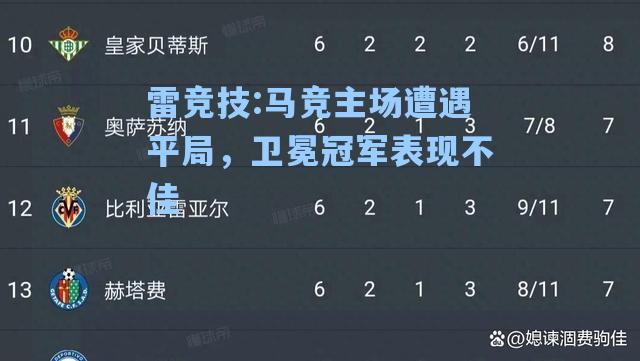 马竞主场遭遇平局，卫冕冠军表现不佳